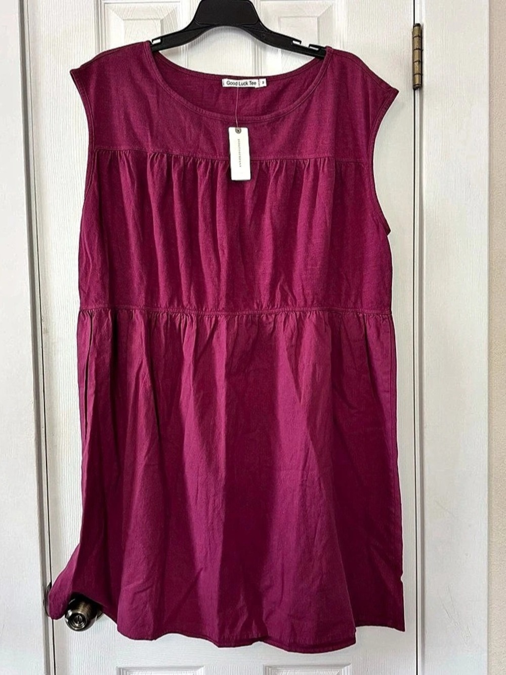 Anthropologie Dress Good Luck Tee Burgundy Tiered Cotton NWT Size M Mini Babydo